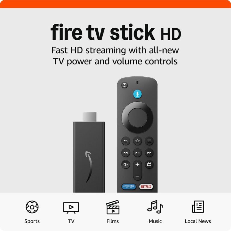 Amazon Fire TV Stick HD streaming device with Alexa Voice Remote for full HD streaming and smart TV control