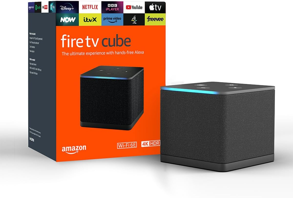 Fire TV Cube review showing hands-free Alexa and 4K streaming