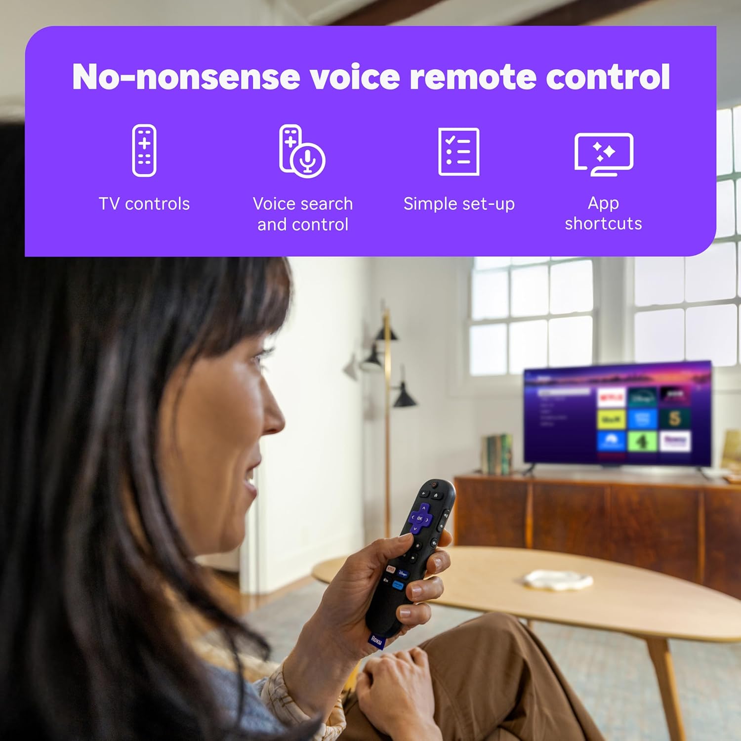 Roku Streaming Stick features including HD streaming, portable design, and voice control