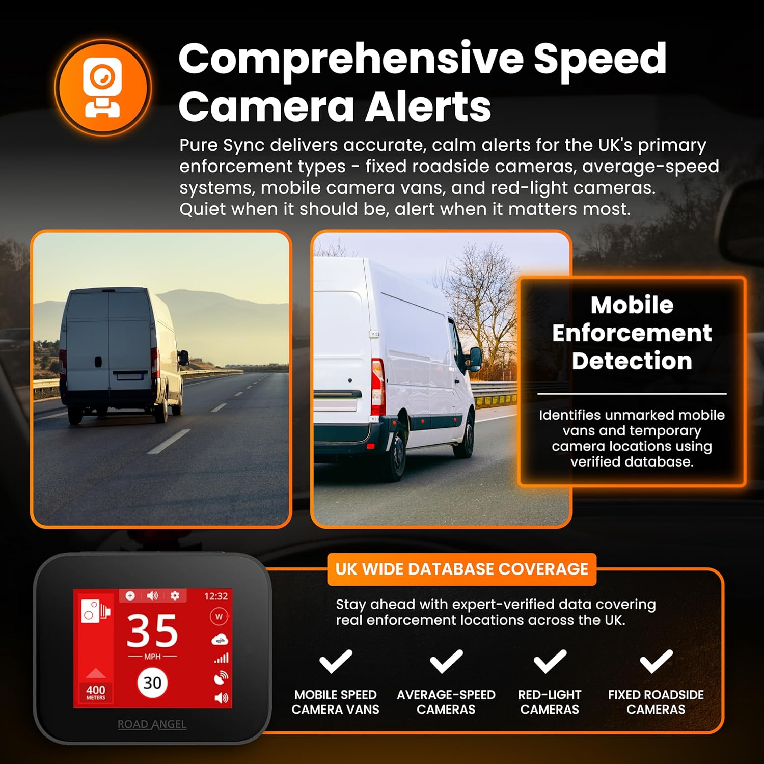 UK speed camera detector device for accurate alerts