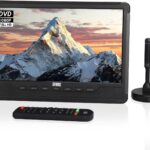 August DA383 10-inch portable TV DVD combo with HD screen and built-in speakers