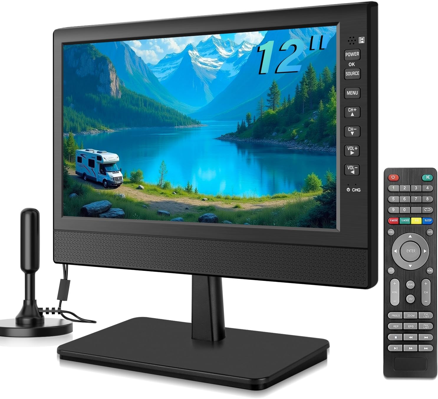 Zoshing 12 inch portable TV with HD display for compact entertainment