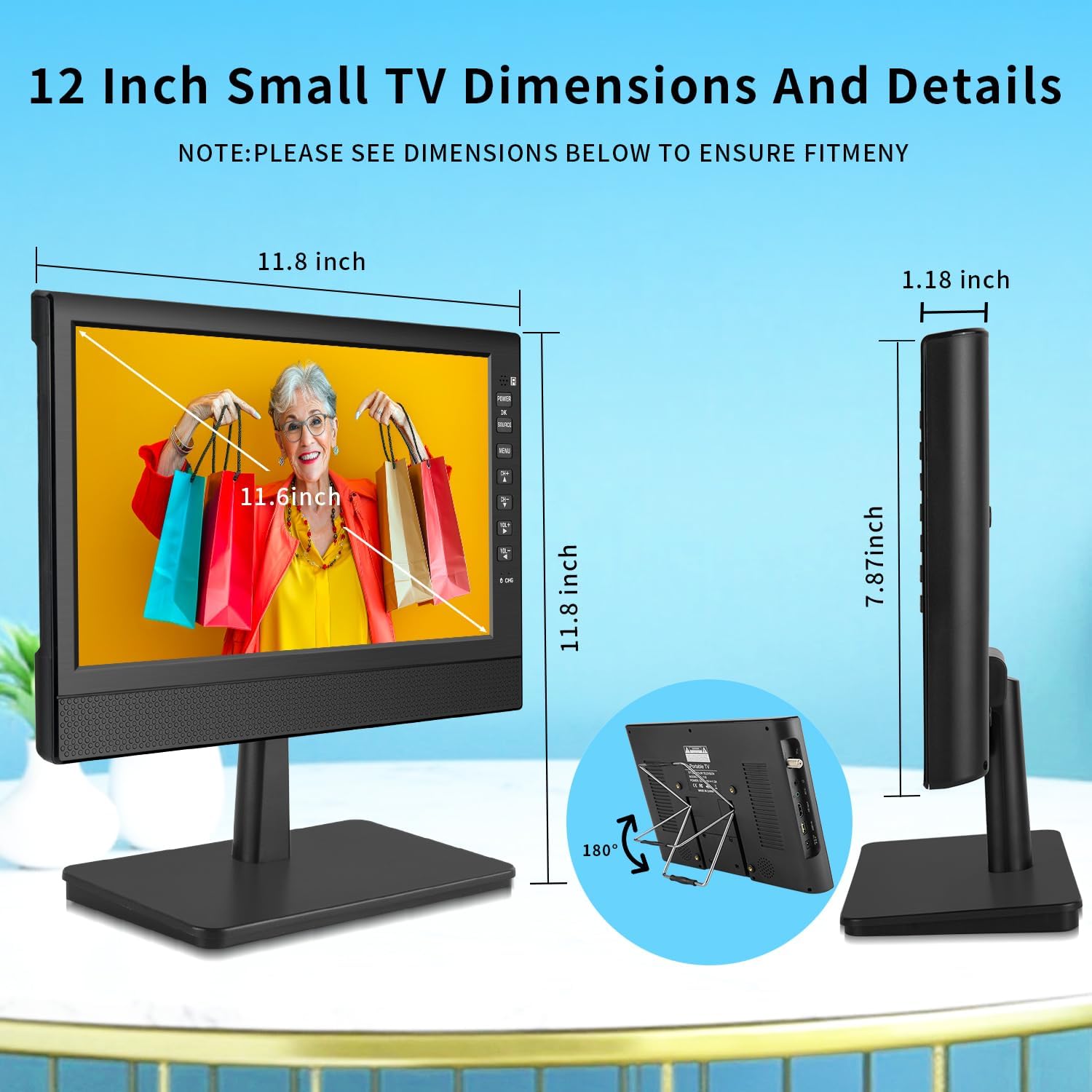 Zoshing portable TV used outdoors for camping or in the kitchen for convenient viewing