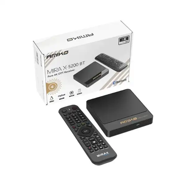 Amiko Mira X HIS-5200 4K Linux Mediastreamer met Backlit Bluetooth Afstandsbediening