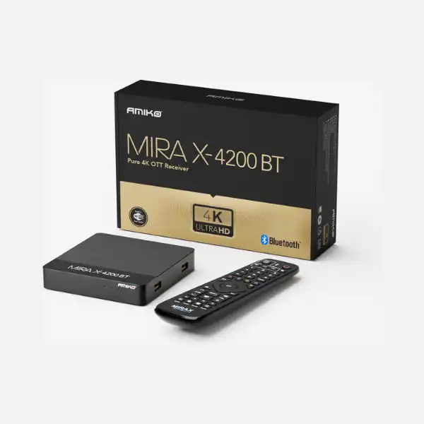 Amiko MiraX HiS-4200 4K Linux Mediastreamer met Backlit Bluetooth Afstandsbediening