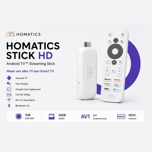 Homatics Stick HD 1080p Full HD Streaming Stick Aansluitingen en Accessoires