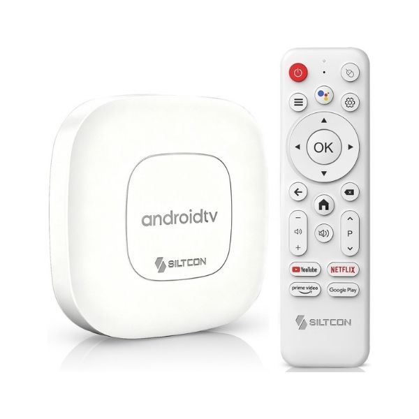 Siltcon Android TV Box Wit 4K 8K HDR met Android 14 en Spraakafstandsbediening