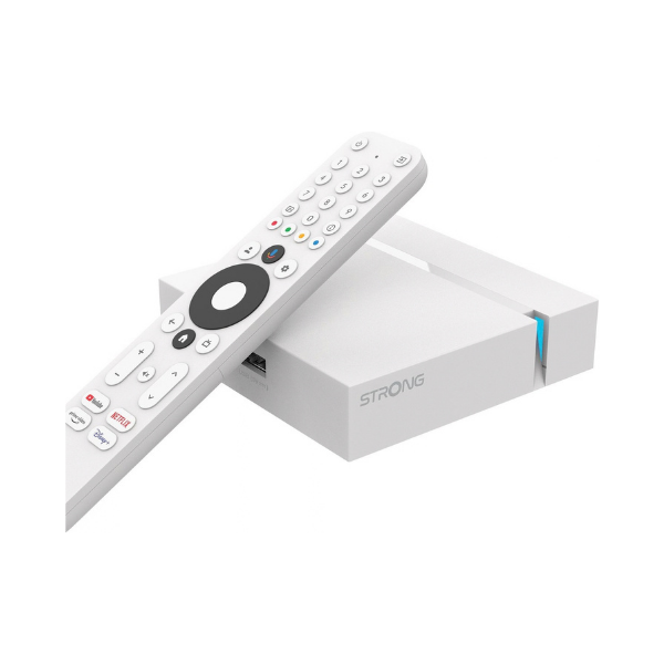 Strong LEAP-S3+V2 4K Google TV Box met Witte Cijfer Afstandsbediening